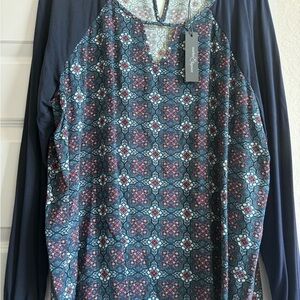 NWT Market & Spruce Lavena Mixed Material Top sz XL